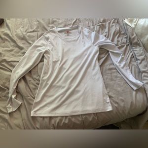 hanes basic white long sleeve